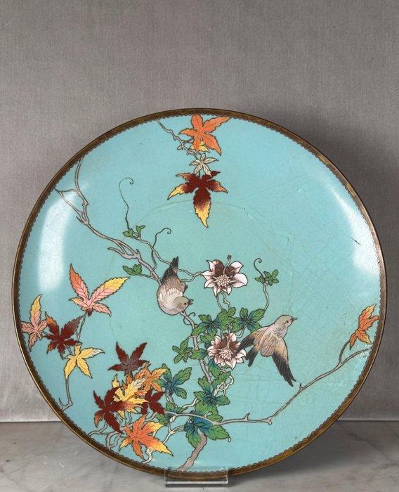 Bord - Brons - Geëmailleerde bronzen plaat, Antiek en Kunst, Antiek | Overige Antiek