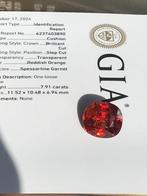 1 pcs Oranje, Rood Granaat - 7.91 ct - Gemological Institute, Nieuw