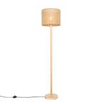 Landelijke vloerlamp hout met linnen kap naturel 32 cm -, Huis en Inrichting, Lampen | Vloerlampen, Nieuw, Overige stijlen