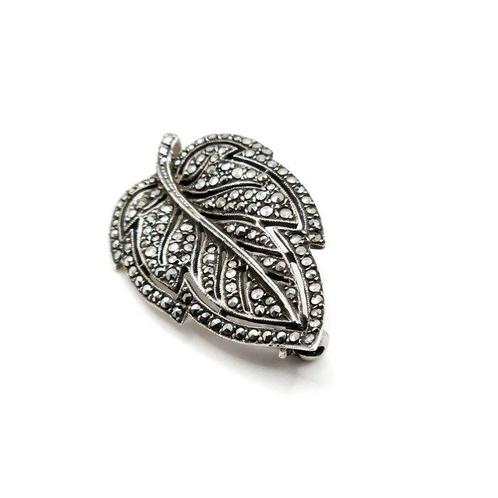 Zilver, 925 sterling zilver en marcasiet - Broche - Art Deco, Antiek en Kunst, Kunst | Designobjecten