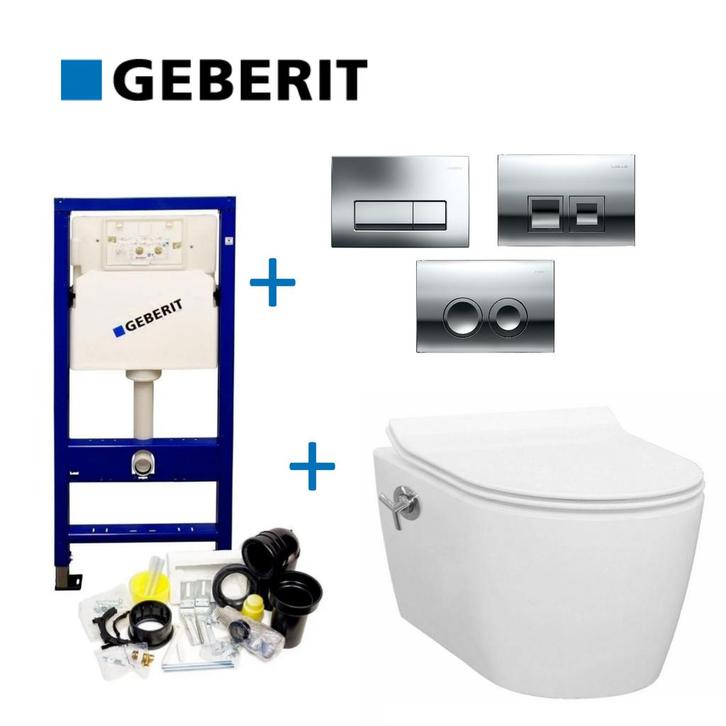 UP100 Toiletset 18 Idevit Alfa Met Bidet Rimfree En, Doe-het-zelf en Verbouw, Sanitair, Ophalen of Verzenden