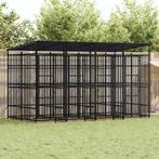 vidaXL Hondenkennel met dak 7,37 m² staal, Verzenden, Nieuw
