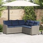 vidaXL Loungebank met kussens L-vormig poly rattan grijs, Verzenden, Nieuw, Rotan, Loungeset
