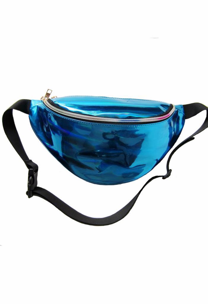 Grote Heuptas Blauw Tas Tasje Heuptasje Metallic Glitter Fan, Sieraden, Tassen en Uiterlijk, Tassen | Damestassen, Overige typen