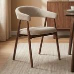 *WOONWINKEL* Walnoot Eetkamerstoel Ronde Rugleuning, Huis en Inrichting, Stoelen, Verzenden, Nieuw, Bruin, Stof