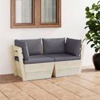 vidaXL Tuinbank 2-zits met kussens pallet vurenhout, Tuin en Terras, Verzenden, Nieuw, Hout