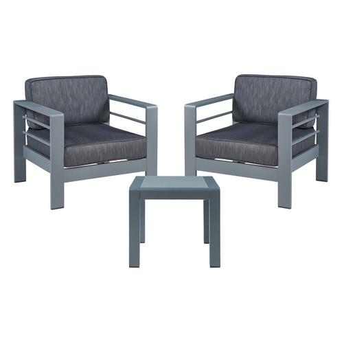 Tuinset Avise 3-delig tuintafel met 2 fauteuils antraciet en, Tuin en Terras, Tuinsets en Loungesets, Nieuw, Verzenden