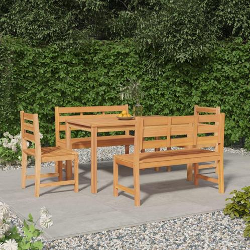 vidaXL 5-delige Tuinset massief teakhout, Tuin en Terras, Tuinsets en Loungesets, Tuinset, Nieuw, 6 zitplaatsen, Teakhout, Verzenden