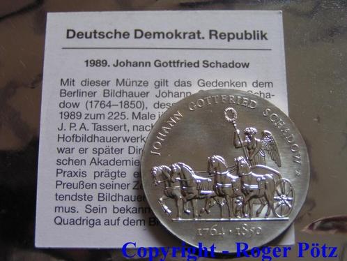 Ddr 10 Mark 1989 Johann Gottfried Schadow zilver, Postzegels en Munten, Munten | Europa | Niet-Euromunten, Verzenden