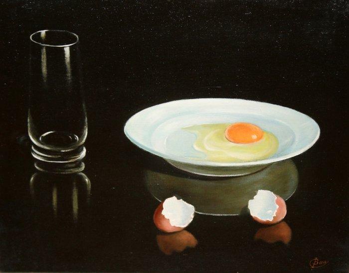 Josep Bau (XX) - NO RESERVE - Bodegón hiperrealista con, Antiek en Kunst, Kunst | Schilderijen | Klassiek