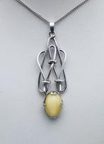 Zilver, Nederlands Art Deco, Maansteen - Ketting met hanger