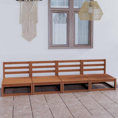 vidaXL Tuinbank 4-zits massief grenenhout honingbruin, Tuin en Terras, Tuinsets en Loungesets, Nieuw, Verzenden