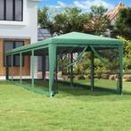 vidaXL Partytent met 10 mesh zijwanden 3x12 m HDPE groen, Tuin en Terras, Verzenden, Nieuw