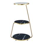 [en.casa] Bijzettafel Sipoo 74x46x37cm marmer zwart en marme, Huis en Inrichting, Tafels | Bijzettafels, Verzenden, Nieuw