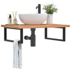 vidaXL Badkamer wandschap staal en massief beukenhout, Verzenden, Nieuw