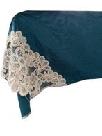 Tafelkleed met geborduurde details, uitgesneden bloemmotief, Antiek en Kunst, Antiek | Kleden en Textiel