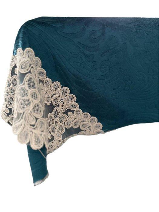 Tafelkleed met geborduurde details, uitgesneden bloemmotief, Antiek en Kunst, Antiek | Kleden en Textiel