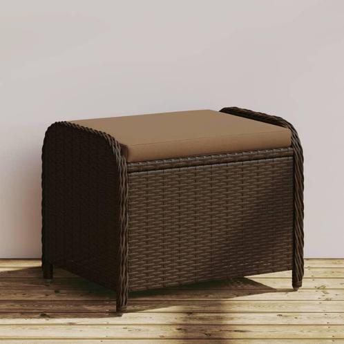 vidaXL Tuinkruk met kussen 58x46x46 cm poly rattan bruin, Tuin en Terras, Tuinsets en Loungesets, Nieuw, Rotan, Verzenden