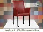 Leren eetkamerstoel Comfort met wieltjes en armleuning -, Huis en Inrichting, Stoelen, Overige kleuren, Nieuw, Leer, Ophalen of Verzenden