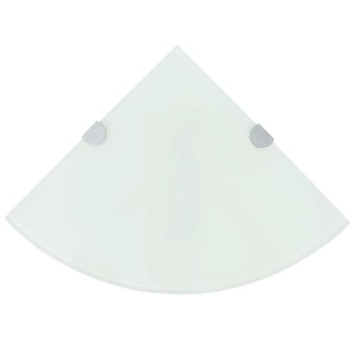 vidaXL Hoekschappen 2 st met chromen dragers 25x25 cm glas, Huis en Inrichting, Woonaccessoires | Wandplanken en Boekenplanken