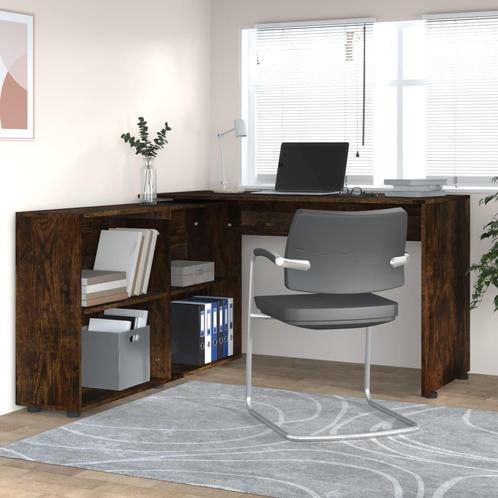 vidaXL Hoekbureau bewerkt hout gerookt eikenkleurig, Huis en Inrichting, Bureaus, Nieuw, Verzenden