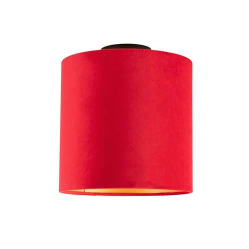 Plafondlamp met velours kap rood met goud 25 cm - Combi, Huis en Inrichting, Lampen | Plafondlampen, Nieuw, Overige materialen