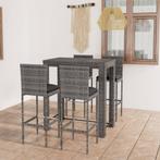 vidaXL 5-delige Tuinbarset met kussens poly rattan grijs, Tuin en Terras, Tuinsets en Loungesets, Verzenden, Nieuw, Rotan, 4 zitplaatsen