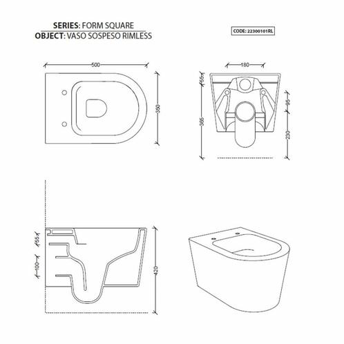 Sigma 8 (UP720) Toiletset 35 Civita Black Rimless Mat Zwart, Doe-het-zelf en Verbouw, Sanitair, Ophalen of Verzenden