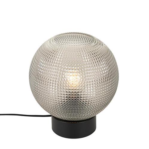 Design tafellamp zwart met smoke glas - Chico, Huis en Inrichting, Lampen | Tafellampen, Nieuw, Glas, Minder dan 50 cm