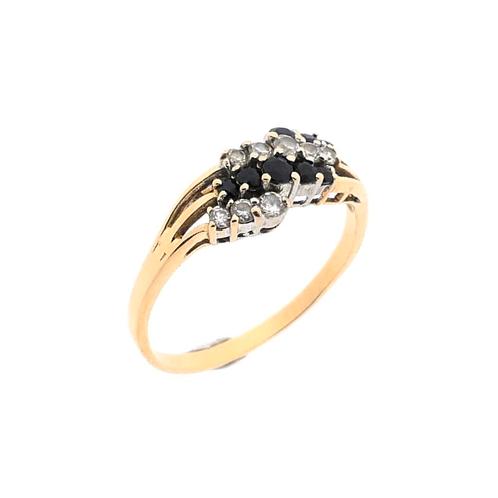 Gouden rijring met saffier en zirconia (gouden ring), Sieraden, Tassen en Uiterlijk, Ringen, Dame, Met edelsteen, Overige kleuren
