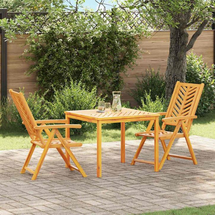 vidaXL Tuin Eetset 3 pcs Bruin 90 x 90 x 74 cm Massief, Tuin en Terras, Tuintafels, Nieuw, Verzenden