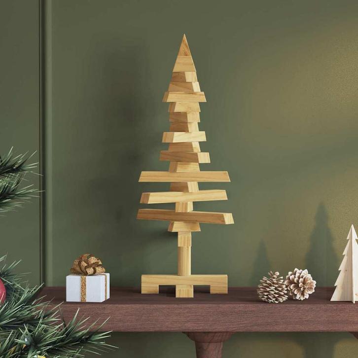 vidaXL Houten kerstboom met standaard Bruin 60 cm Massief, Diversen, Kerst, Nieuw, Verzenden