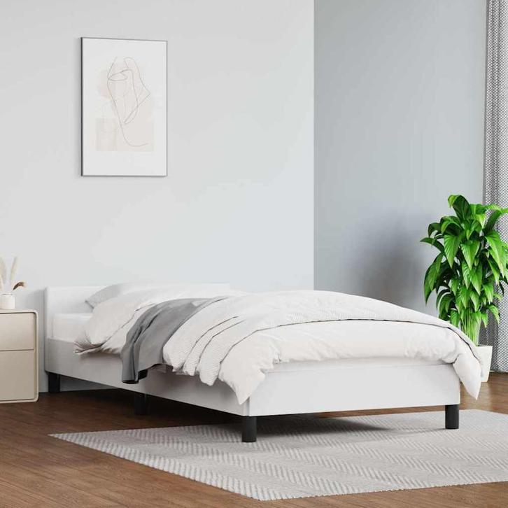 vidaXL Bedframe met hoofdeinde zonder matras 100x200 cm wit, Huis en Inrichting, Slaapkamer | Bedden, 100 cm, 200 cm, Wit, Eenpersoons