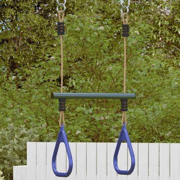 vidaXL Trapezestang en ringen voor kinderen staal blauw en beschikbaar voor biedingen
