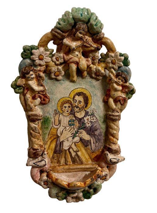 Wijwatervat - 1950-1960 - Sint-Jozef met het kindje Jezus -, Antiek en Kunst, Antiek | Boeken en Bijbels