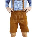 Lederhosen leer - licht bruin - KORT, Verzenden, Nieuw, Feestartikel