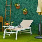 TRUUSK Tuinligstoel Met 5-traps Rugleuning Aluminium Crèmewi, Verzenden, Nieuw