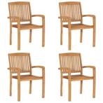 vidaXL Tuinstoelen stapelbaar 4 st massief teakhout, Verzenden, Nieuw, Hout