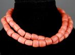Facettered parelketting - Rode koraal - gouden slot - China
