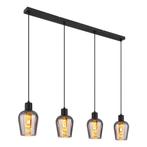 Hanglamp RYAN 13.5 cm 4-lichts Zwart, Smoked, Minder dan 50 cm, Nieuw, Ophalen of Verzenden, Metaal