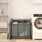 vidaXL Wasmand met wielen 3 vakken grijs, Verzenden, Nieuw