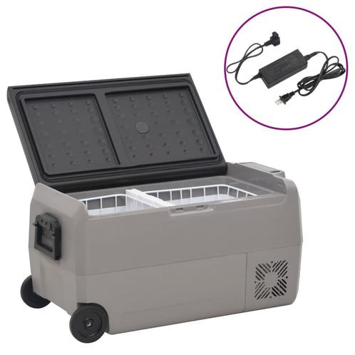 vidaXL Koelbox met wielen en adapter 60 L PP en PE zwart en, Witgoed en Apparatuur, Koelkasten en IJskasten, Nieuw, Verzenden
