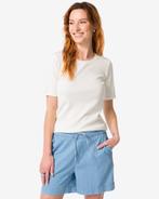 HEMA Dames t-shirt Clara rib wit, Verzenden, Nieuw