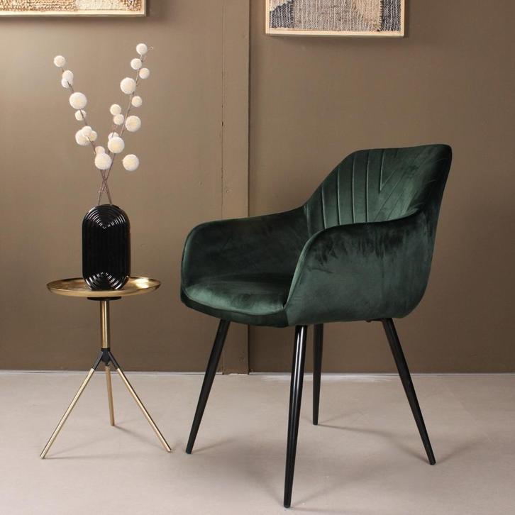 Eetkamerstoel met armleuning | Velvet | Groen | DS4U Gaby, Huis en Inrichting, Stoelen, Nieuw, Ophalen of Verzenden