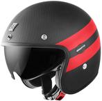 Bogotto V587 Crono Carbon Mat Zwart Rood Jethelm, Motoren, XS, Verzenden, Jethelm, Nieuw met kaartje