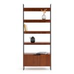 Nieuw! | Vintage opbergrek in staal en notenhout, H190 cm,, Huis en Inrichting, Kasten | Boekenkasten, Nieuw, Verzenden