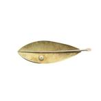 Bicolor gouden blad broche met parel (witgoud) (witgoud), Sieraden, Tassen en Uiterlijk, Broches, Gebruikt, Overige kleuren, Ophalen of Verzenden