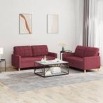 vidaXL 2-delige Loungeset met kussens stof wijnrood, Huis en Inrichting, Banken | Bankstellen, Verzenden, 150 tot 200 cm, Nieuw