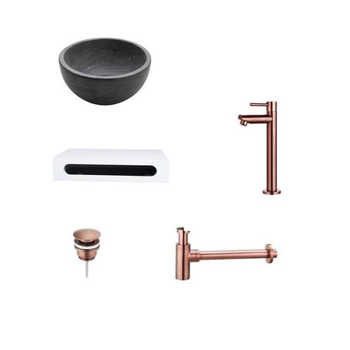 Sani Royal Natuursteen Mini Waskom met Solid, Tuin en Terras, Waterpartijen en Fonteinen