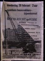Poster over openbare bouwvakkers-bijeenkomst in Amsterdam, Verzamelen, Posters, Verzenden, Nieuw, Overige onderwerpen, Met lijst
